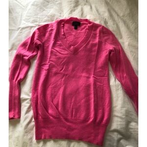 J. Crew pink v-neck cashmere sweater